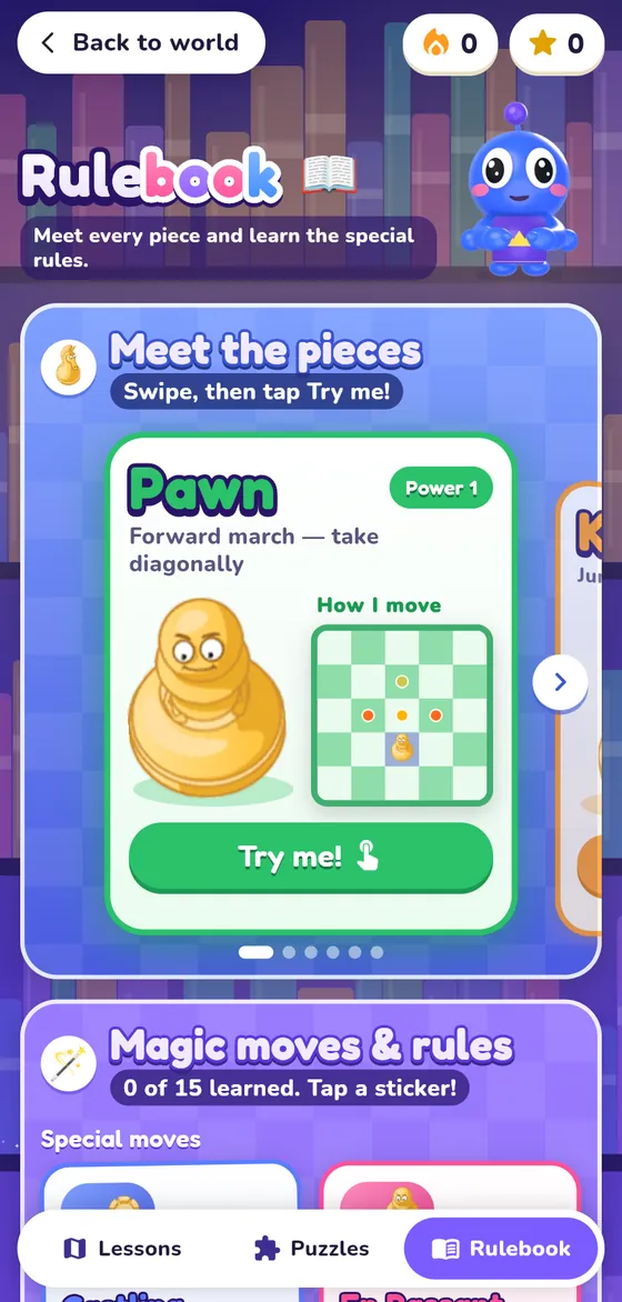The rulebook in the app