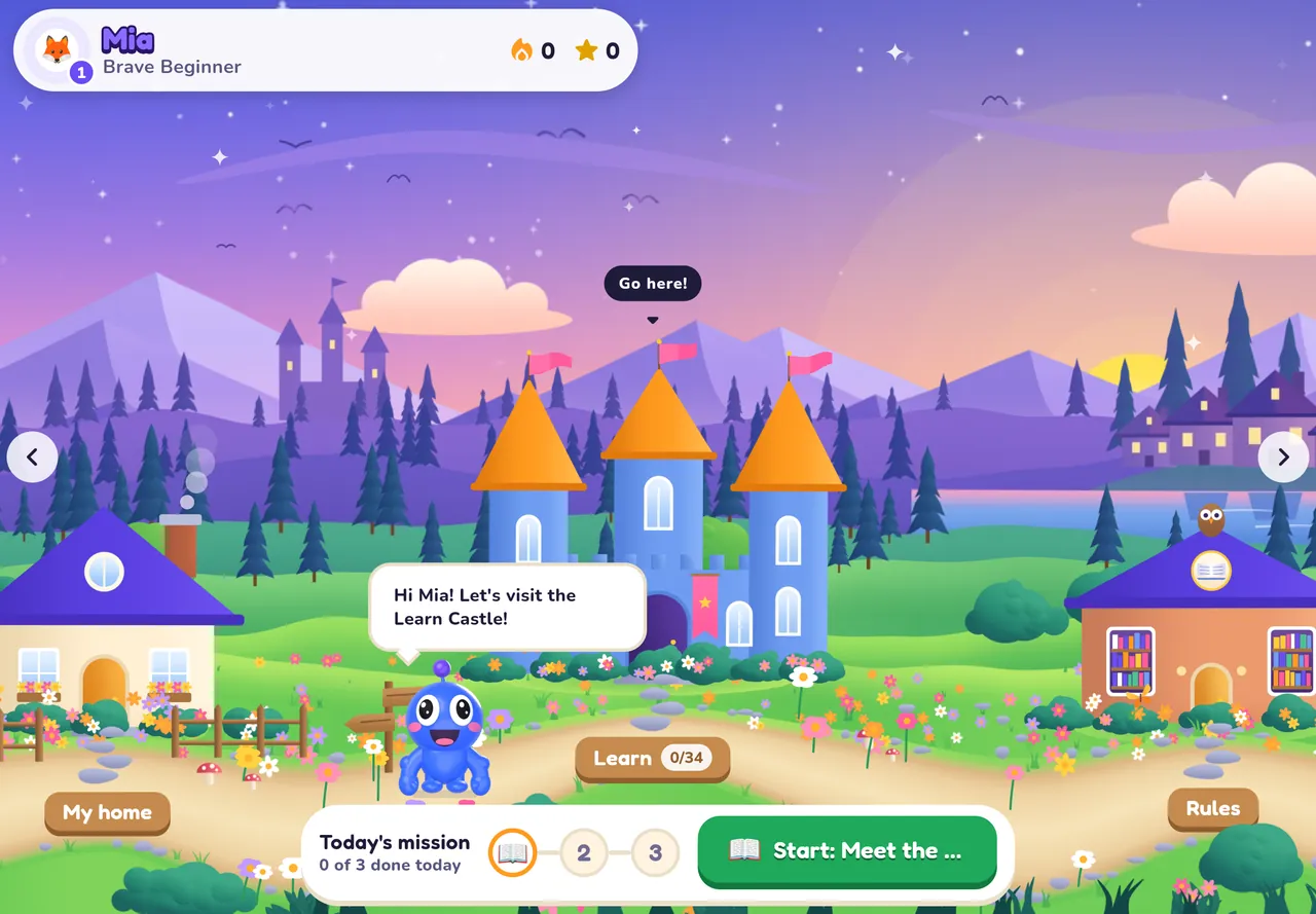 Toto Chess on a tablet: the island with the Learn Castle